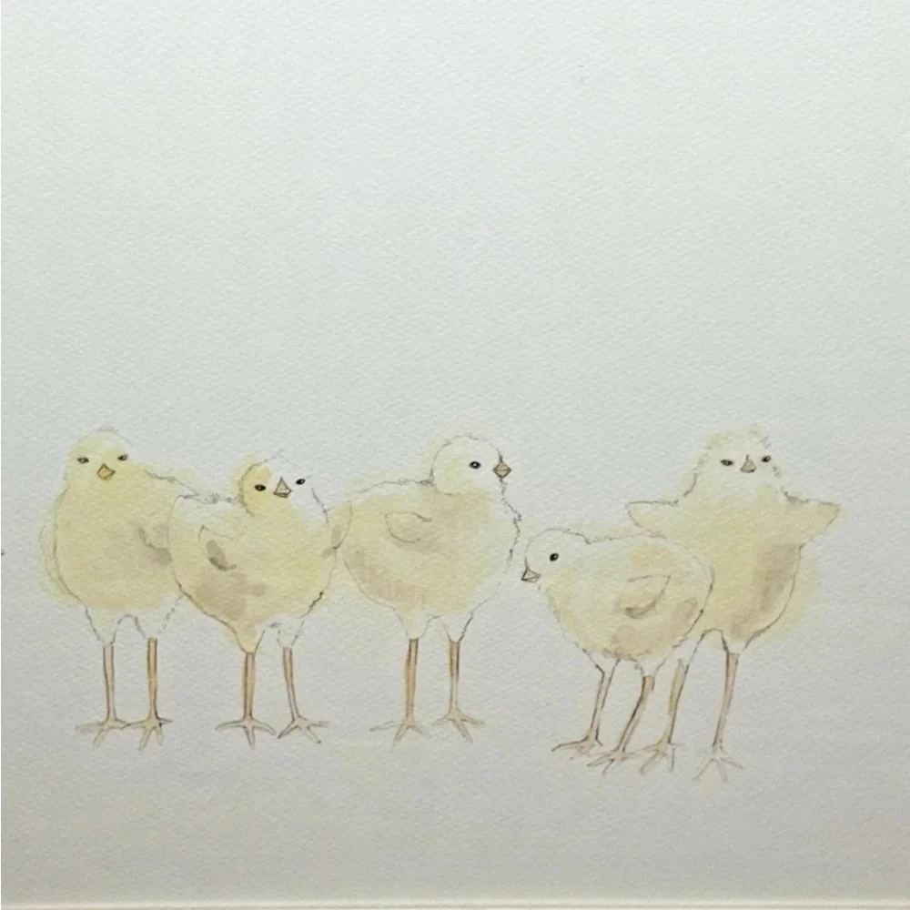 Restoration Hardware Baby Child Watercolor Animal print Baby Chicks Barnyard